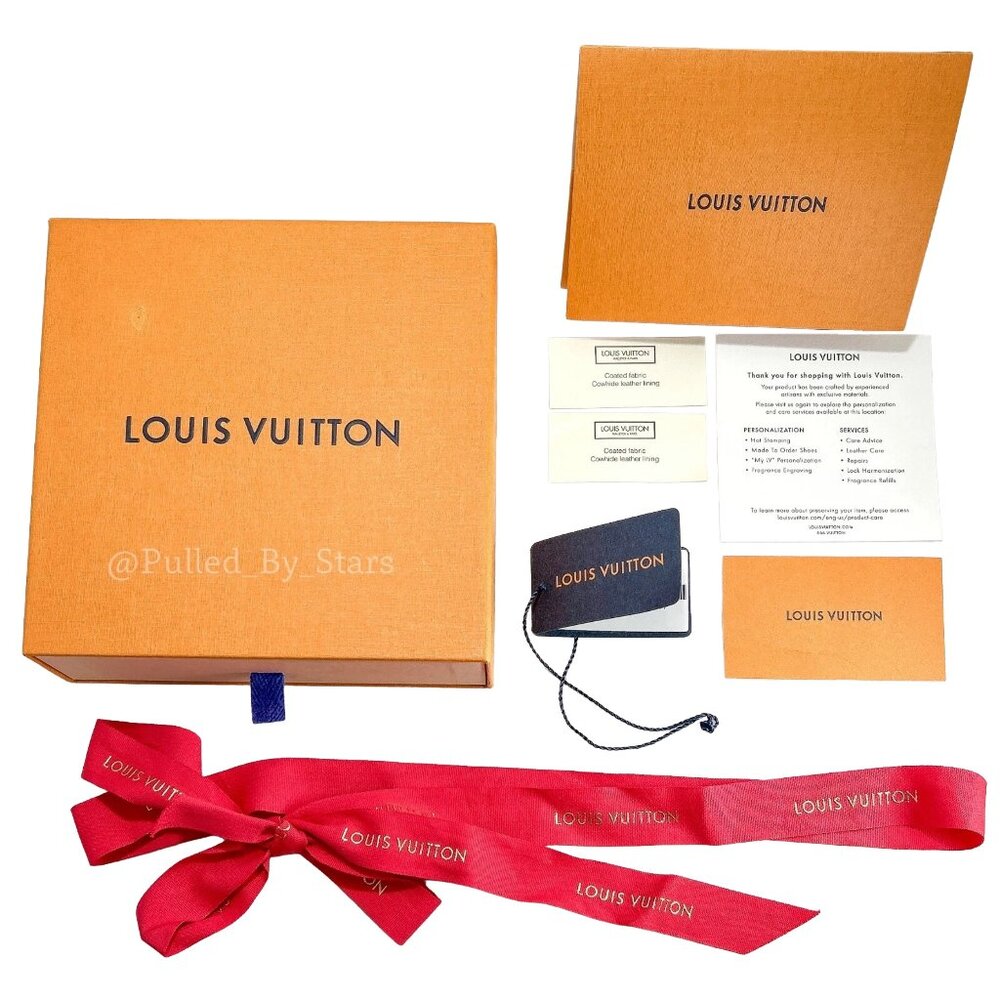 LOUIS VUITTON Medium Orange Pullout Drawer Box (7" x 7" x 2") + Ribbon & Misc.